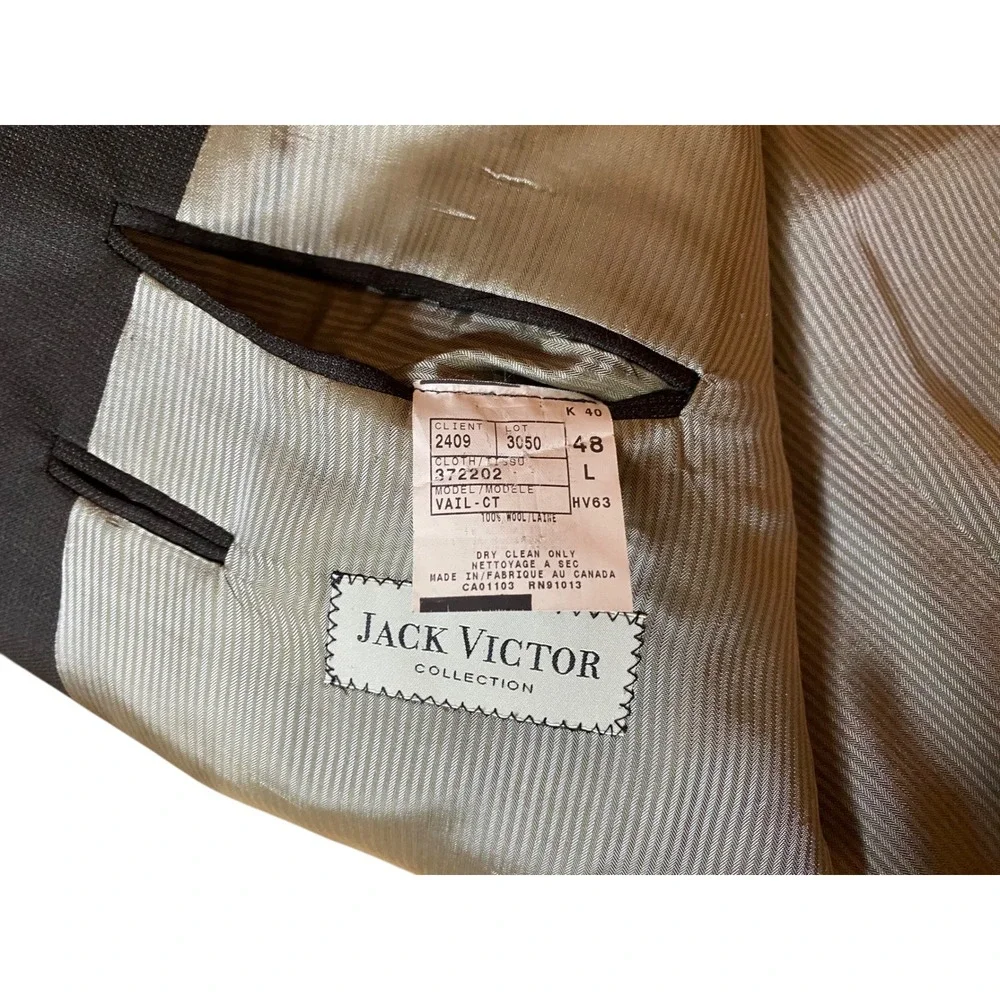Jack Victor Super 110s Wool Blazer 48L Men's Suit Jacket Brown Two Button